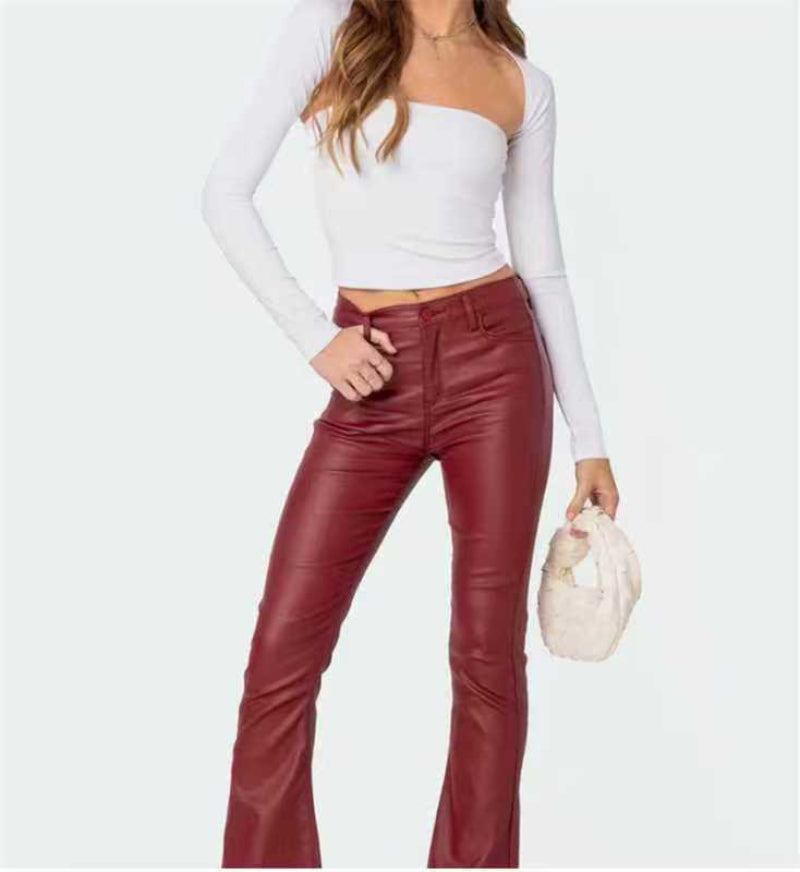 High Waist PU Leather Pants