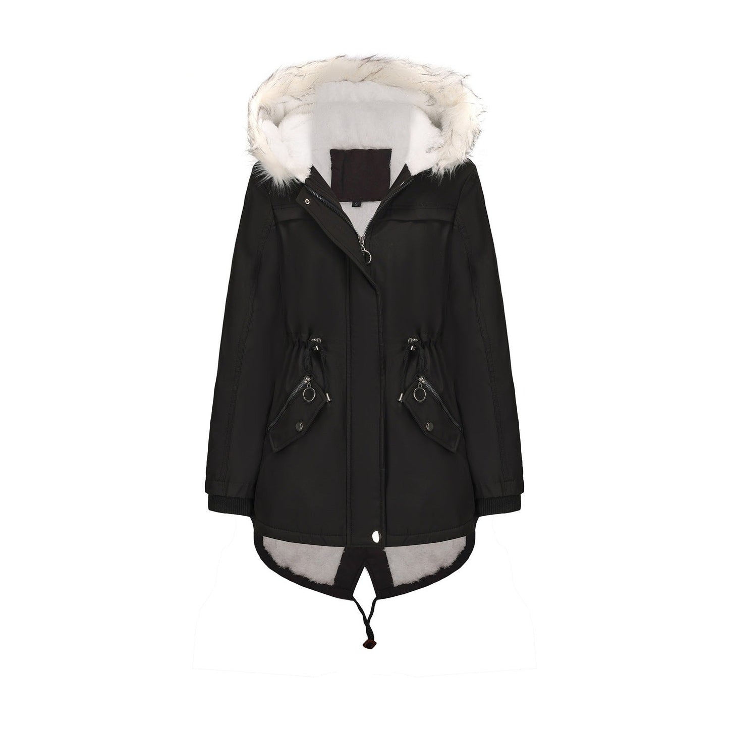 Ladies Fur Collar Fleece Padded Coat