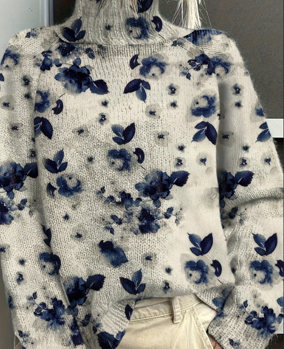 Women's Abstract Printing Casual Cardigan Sweater