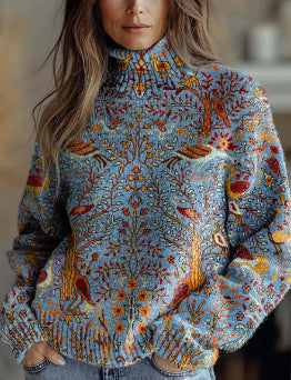 Women's Abstract Printing Casual Cardigan Sweater