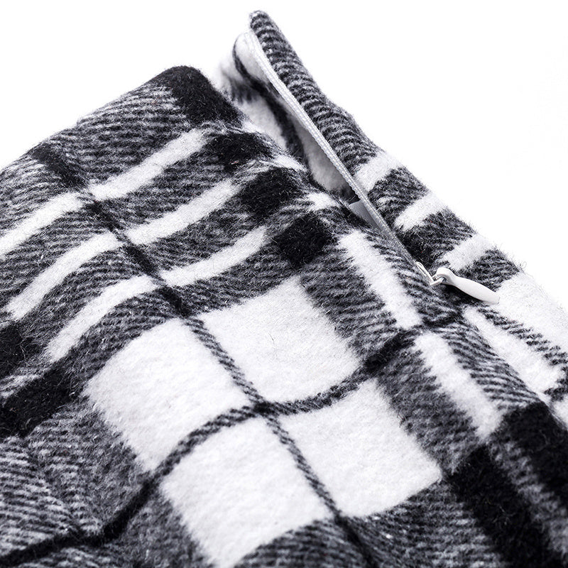 Jupe crayon moulante taille haute à carreaux pour femme, mini-jupe en laine