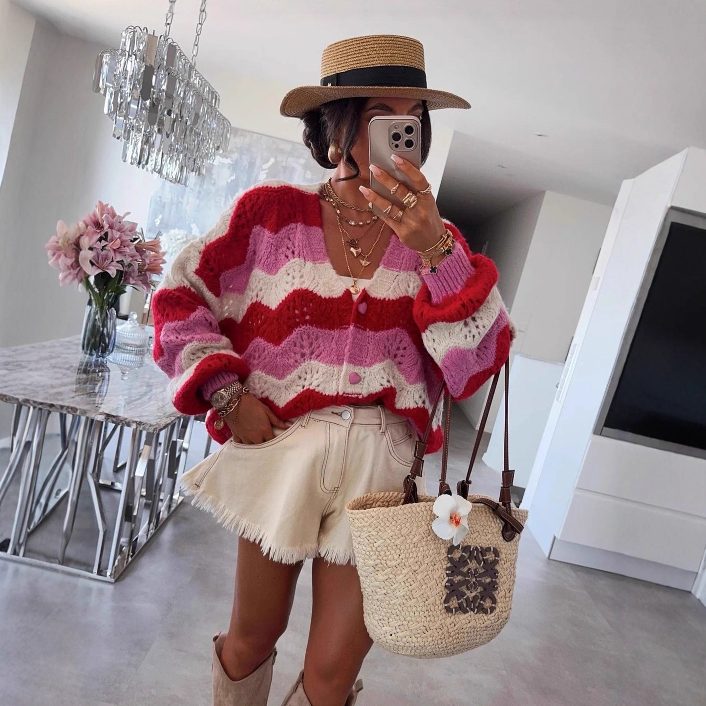 Women's Single-breasted Knitted Cardigan Sweater