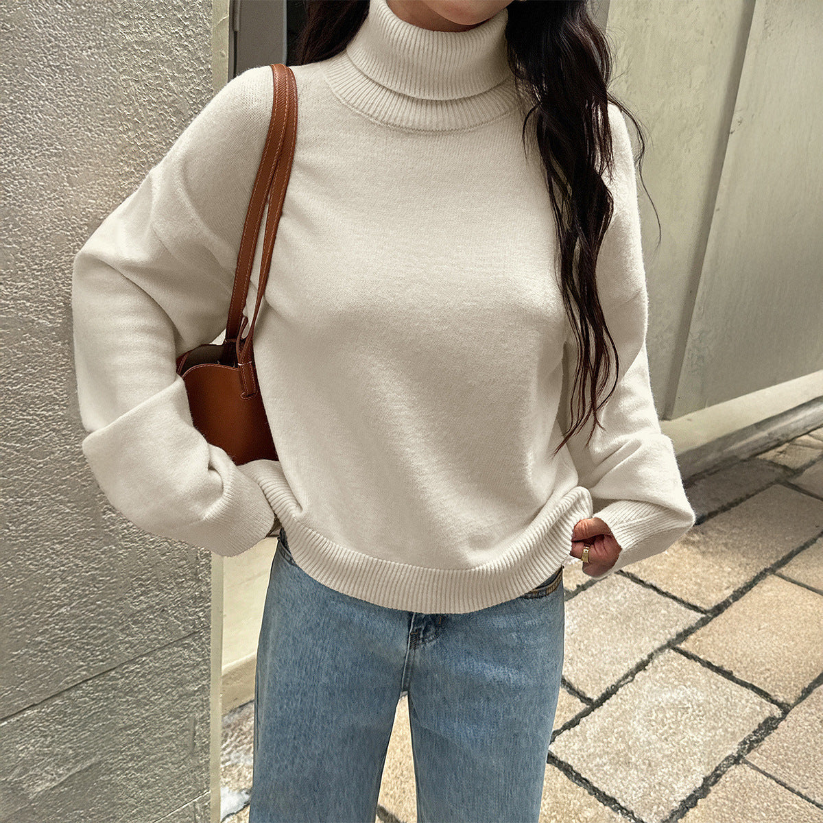 Y2g Hot Girl Turtleneck Woolen Long-sleeved Sweater For Women
