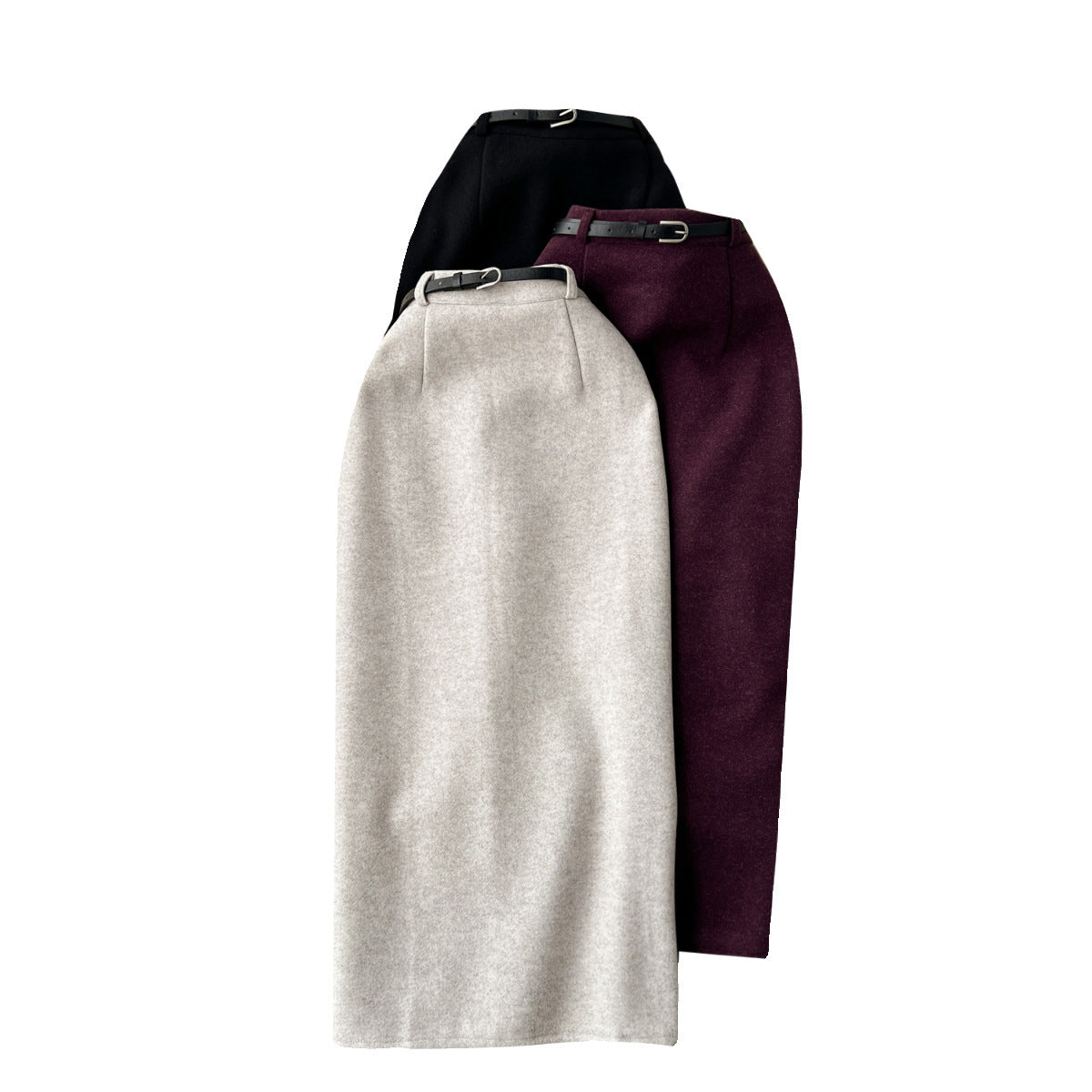 Jupe fourreau fendue taille haute en laine à une seule étape