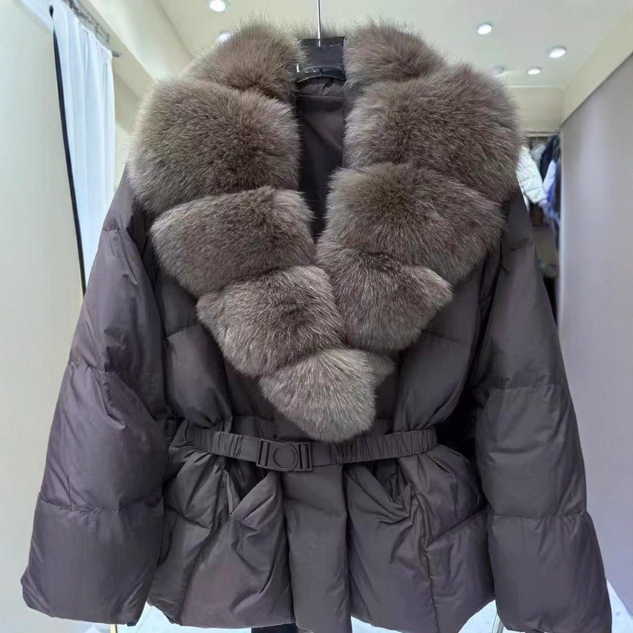 Waist Slimming Fox Fur Fur Women's Warm Coat