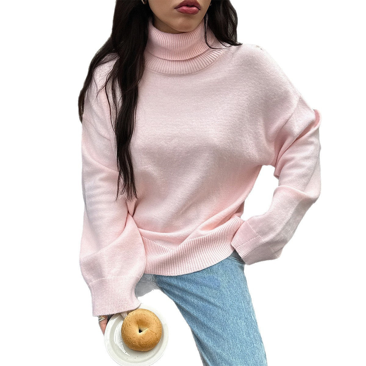 Y2g Hot Girl Turtleneck Woolen Long-sleeved Sweater For Women
