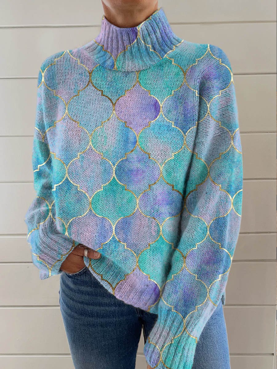 Women's Abstract Printing Casual Cardigan Sweater