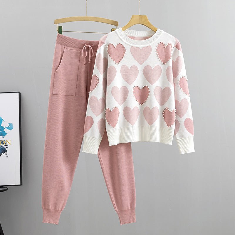 Heartfelt Preppy Beaded Pajama Set - Saunders Fashion