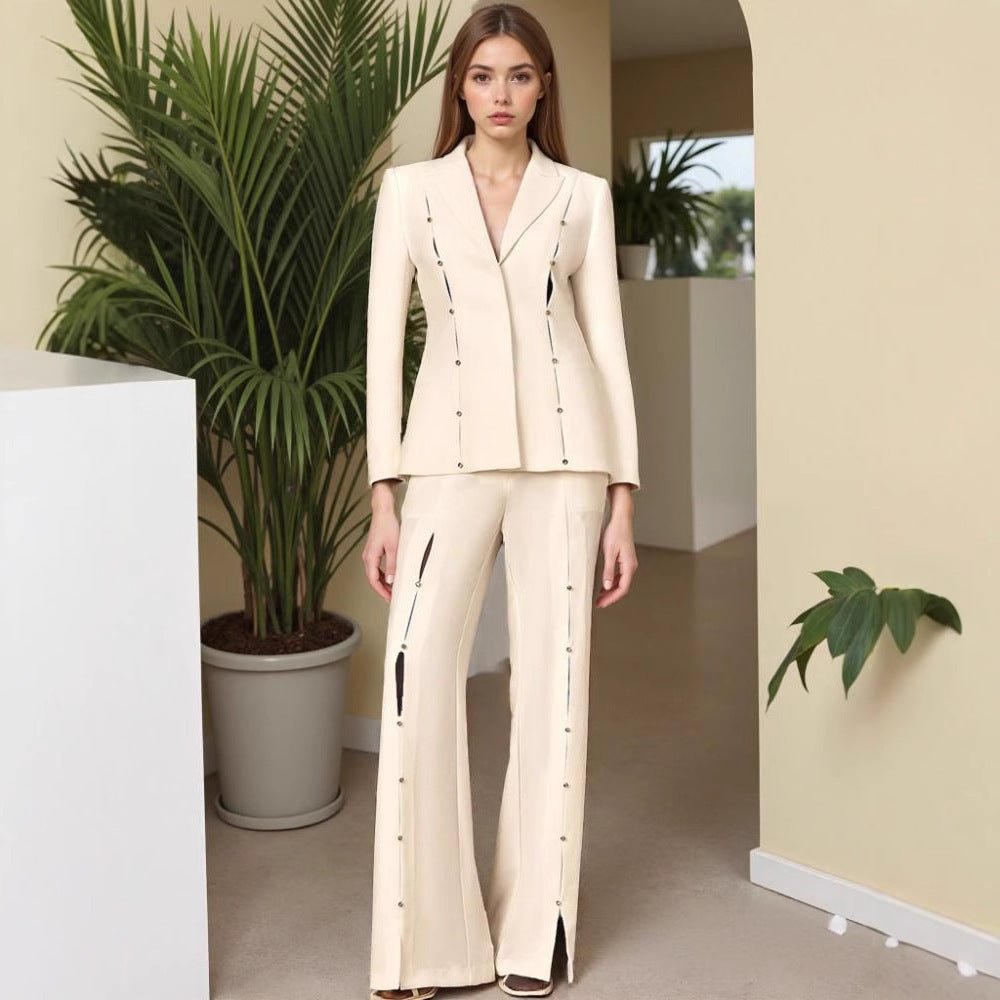 Metallic Embellished Slim Fit Suit - Long Sleeve Design