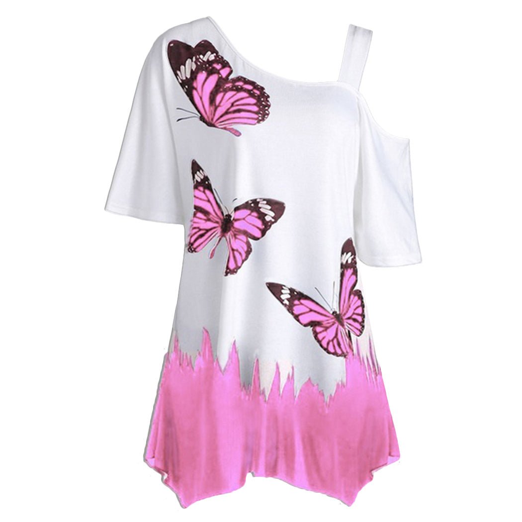 Butterfly Printed One Shoulder Women's Top