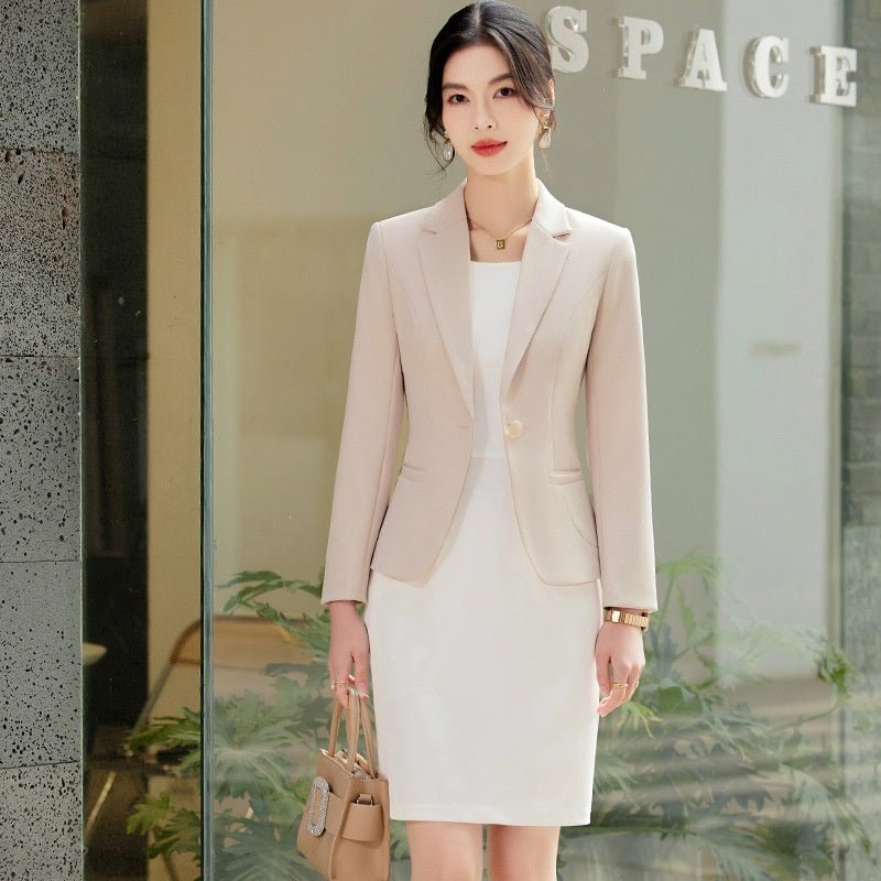 Women's two pieces Suit White Dress and Jacket