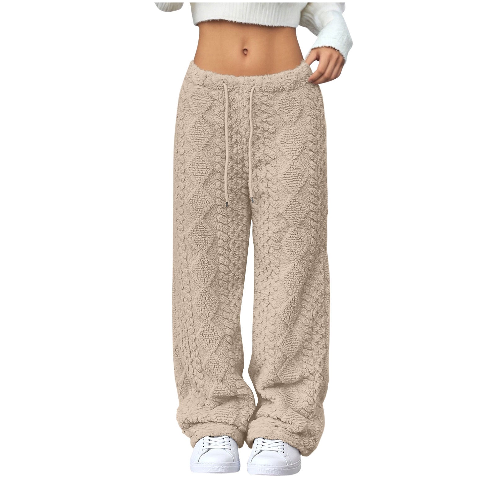 Velvet Padded Loose Straight-leg Trousers
