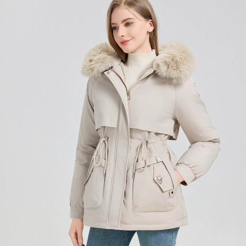 Big Fur Short Hooded - Waist Trimming Coat