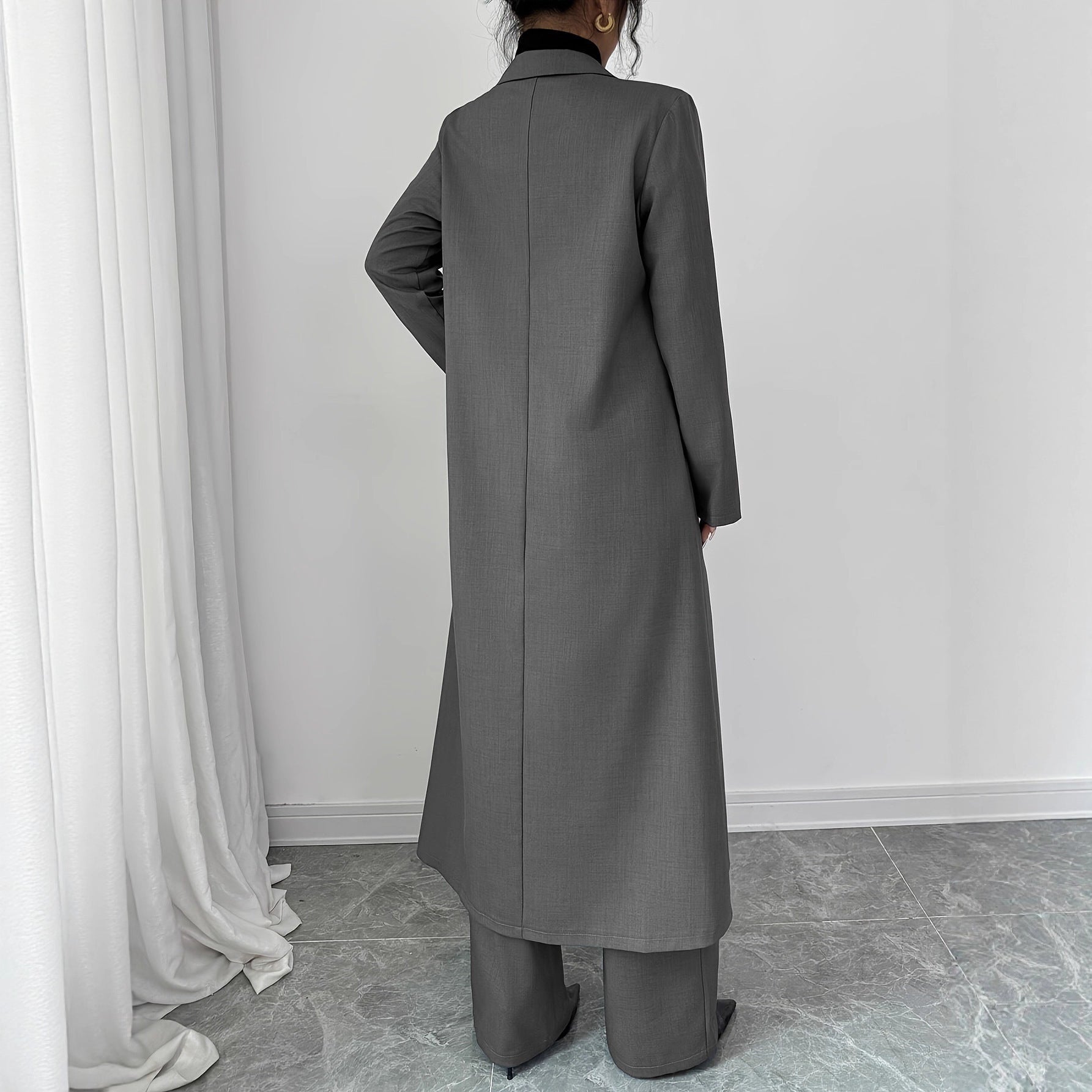 Graceful Two-Piece Suit: Long Jacket Pants Set