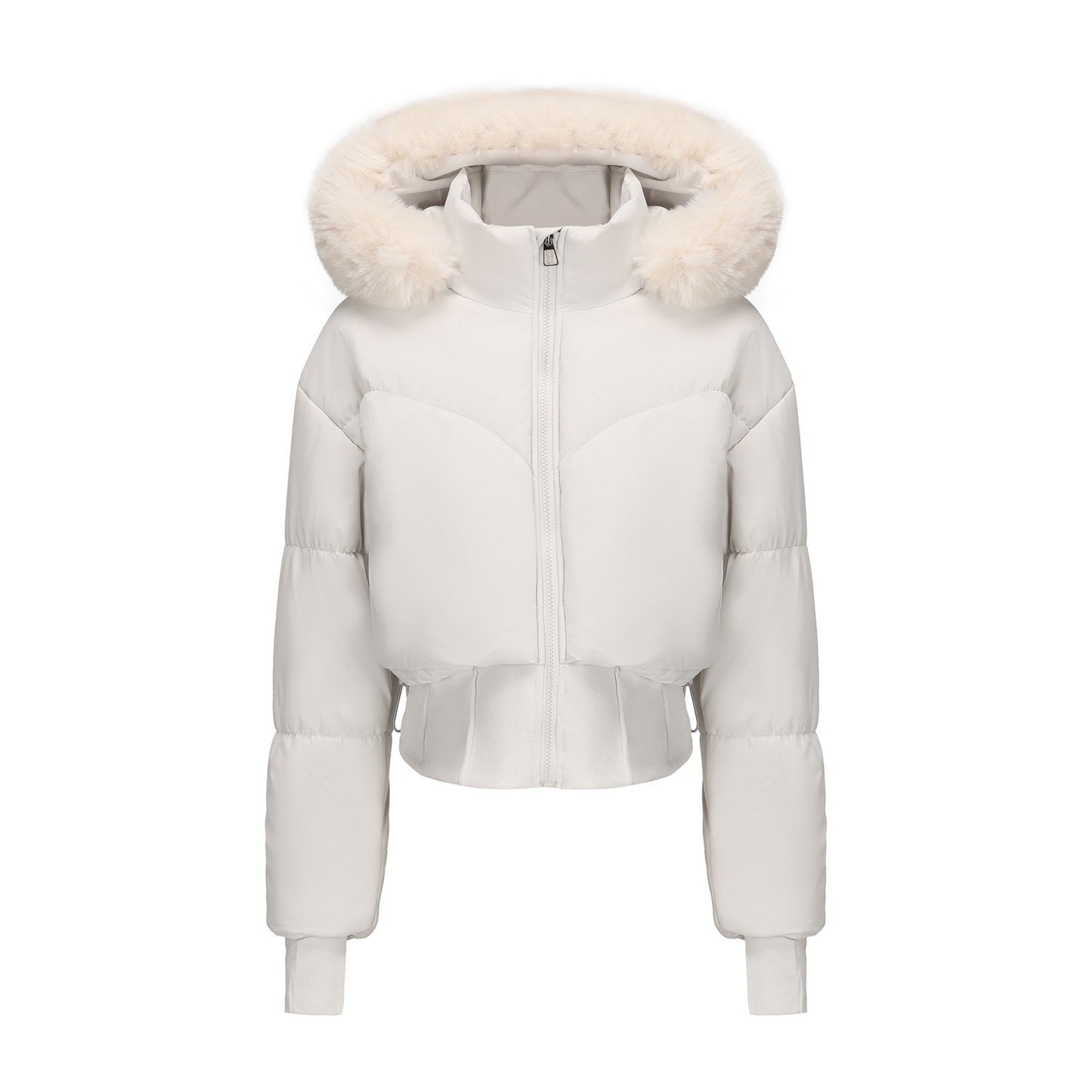 Big Fur Collar Hooded Short Cotton Jacket