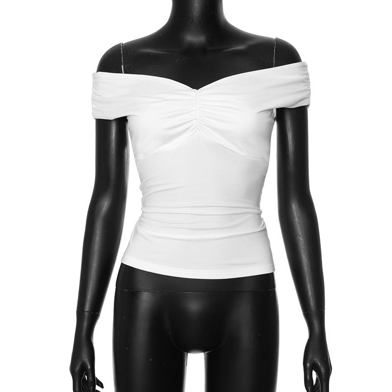 V-neck Sleeveless Pleated Camisole T-shirt Top