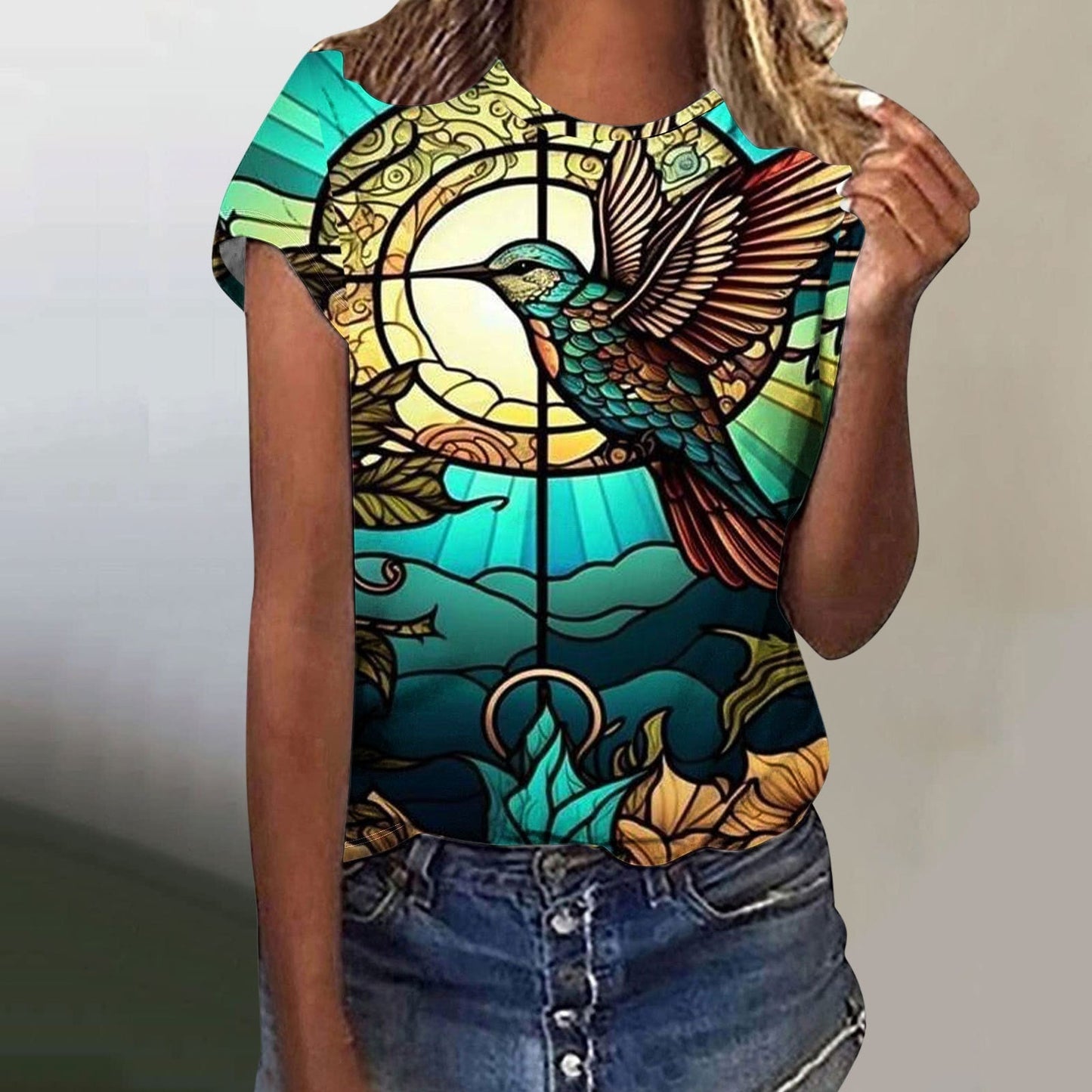 Digital Printing Butterfly Short Sleeve t-shirt
