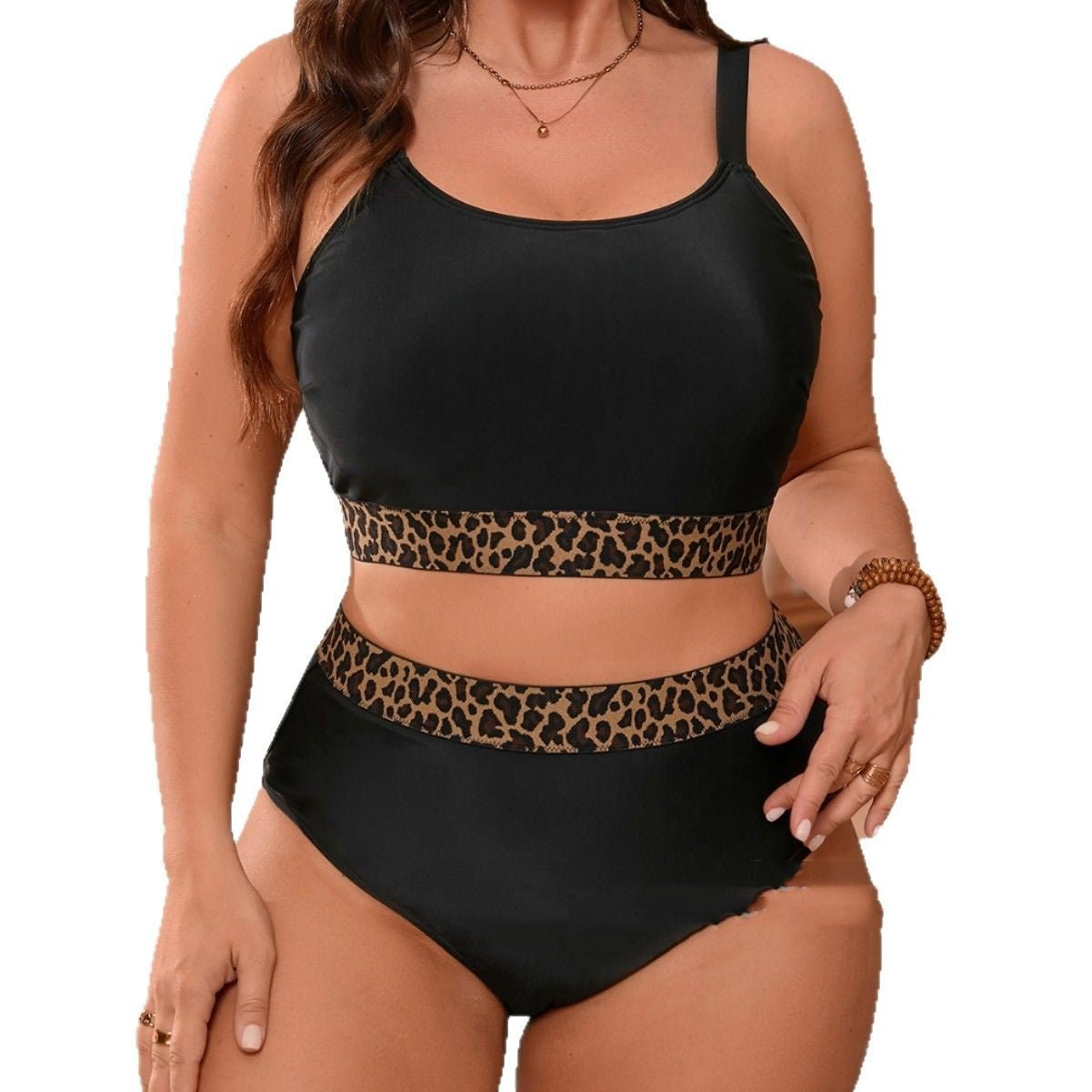Wild Elegance Plus - Size Leopard Strap Bikini - Saunders Fashion
