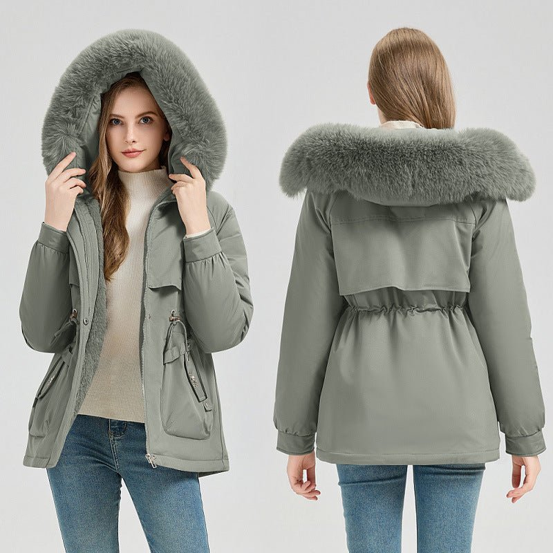 Big Fur Short Hooded - Waist Trimming Coat
