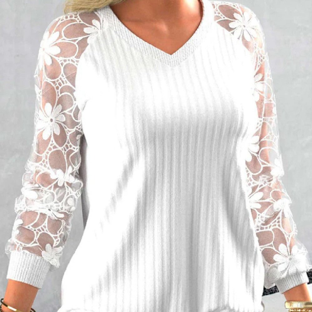 Lace Sleeve Sweater solid color