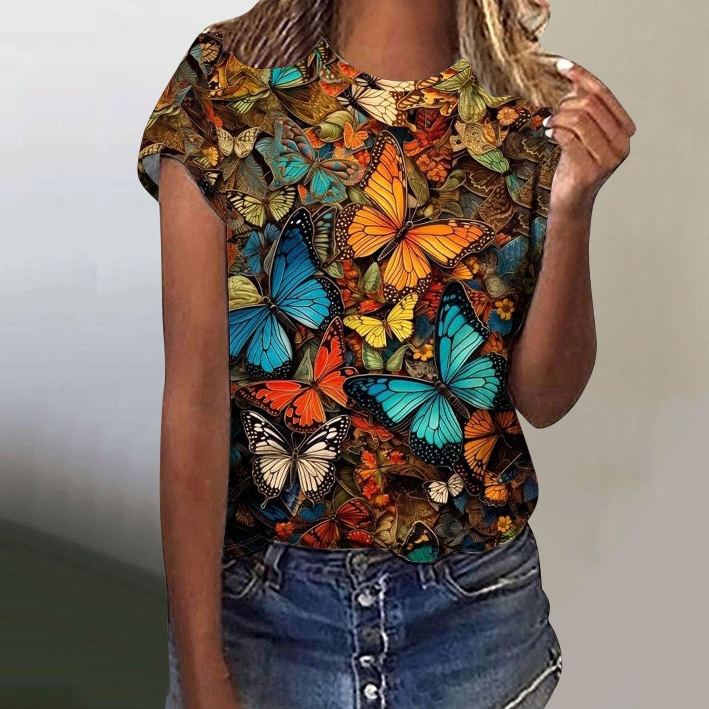 Digital Printing Butterfly Short Sleeve t-shirt