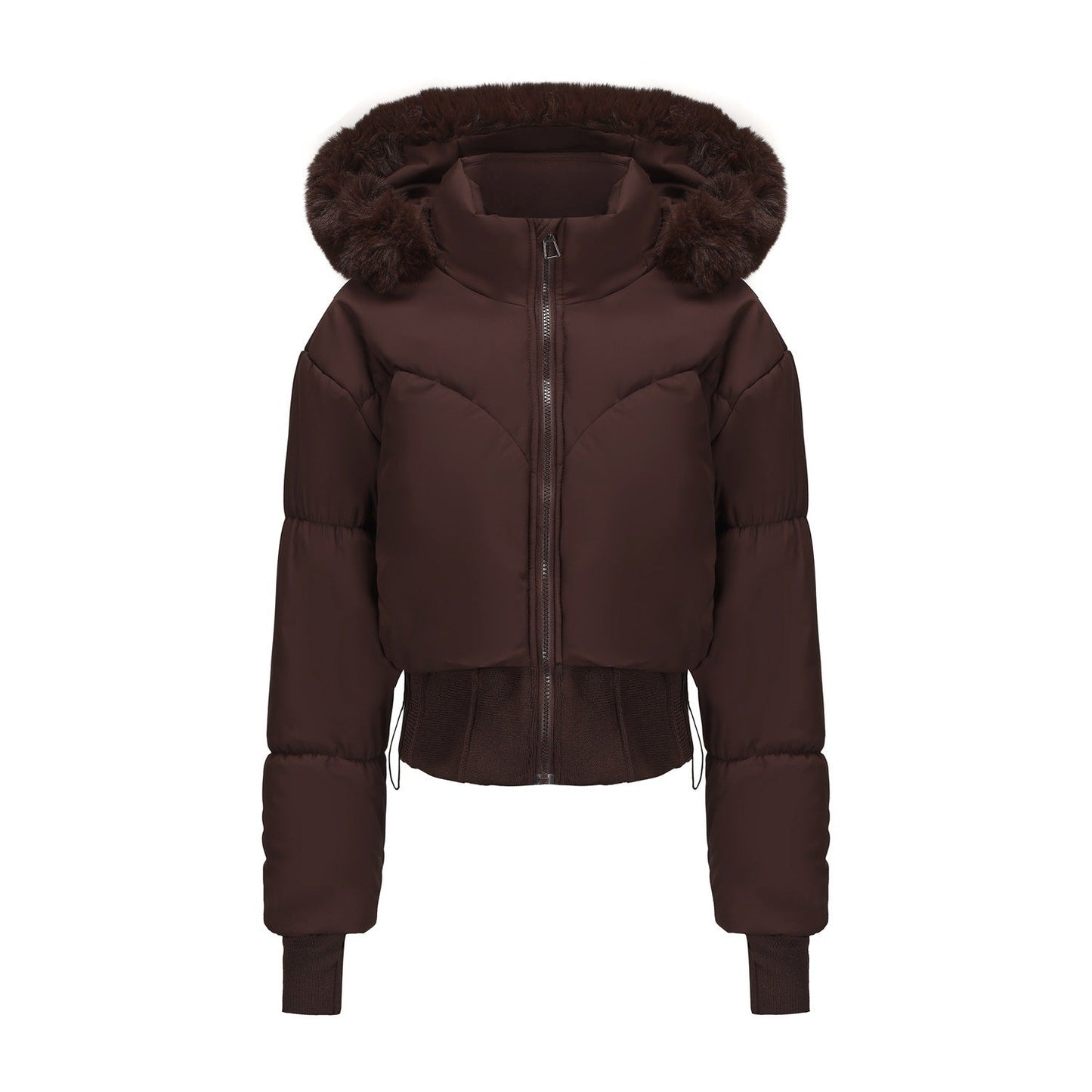 Big Fur Collar Hooded Short Cotton Jacket