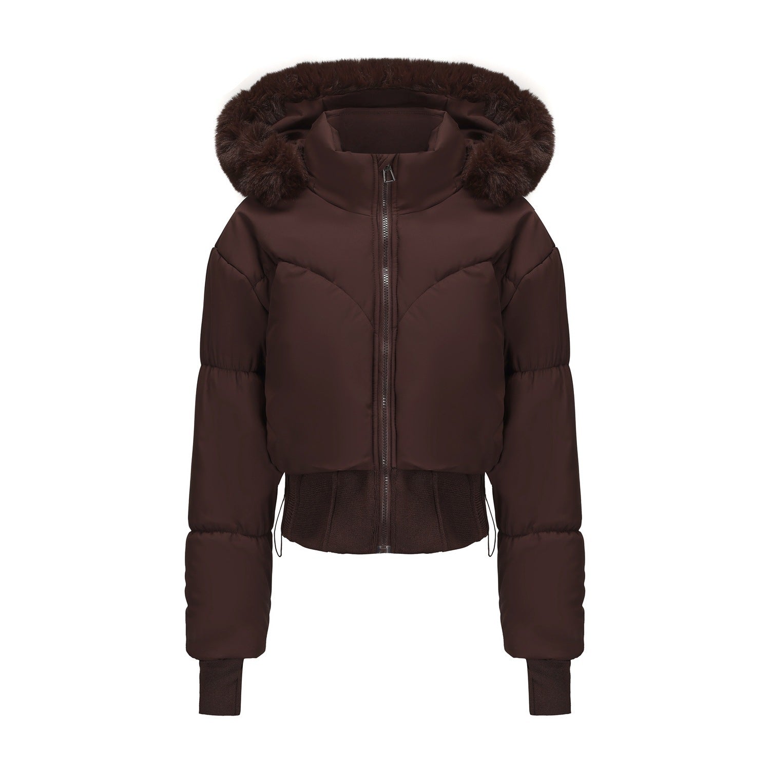 Big Fur Collar Hooded Short Cotton Jacket