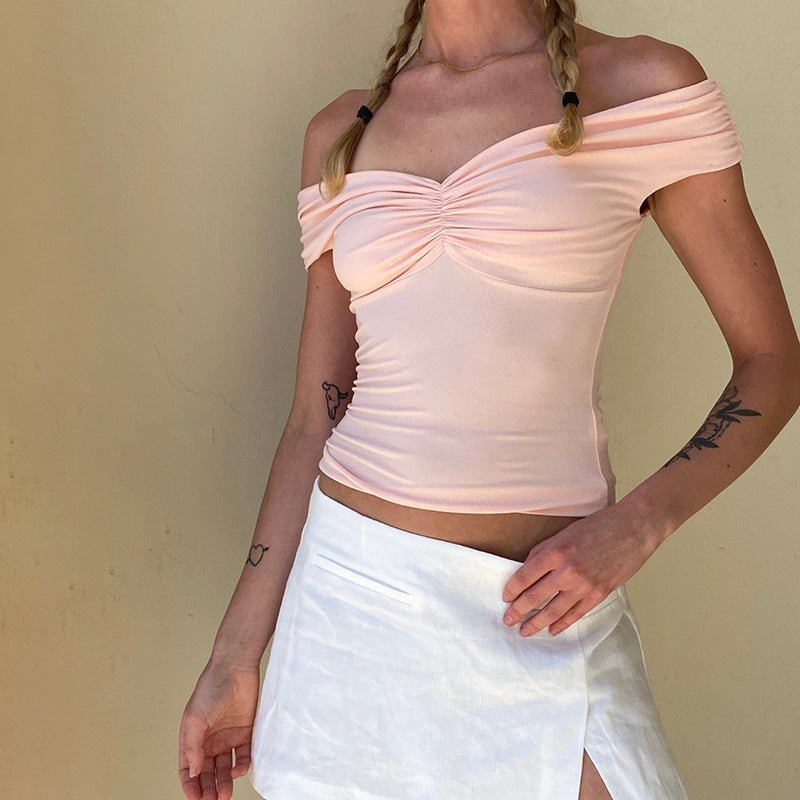 V-neck Sleeveless Pleated Camisole T-shirt Top