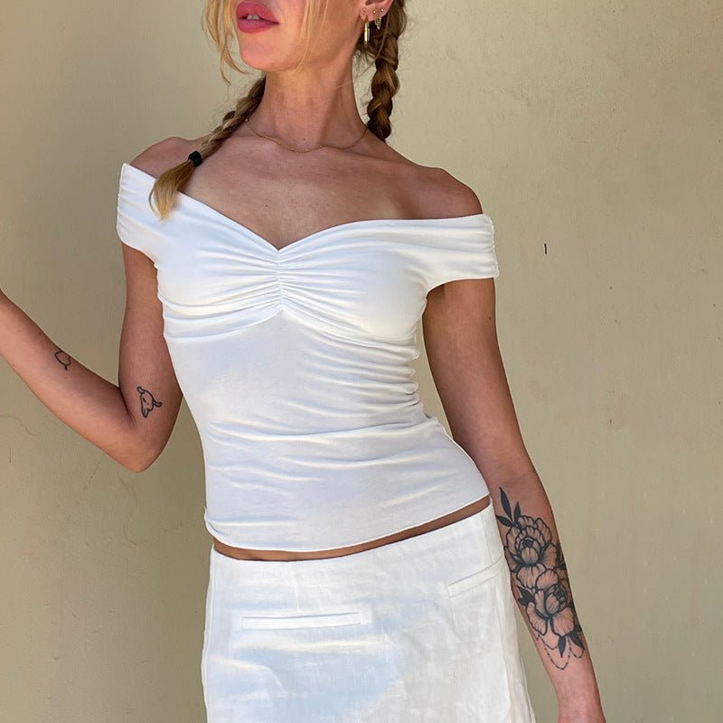 V-neck Sleeveless Pleated Camisole T-shirt Top