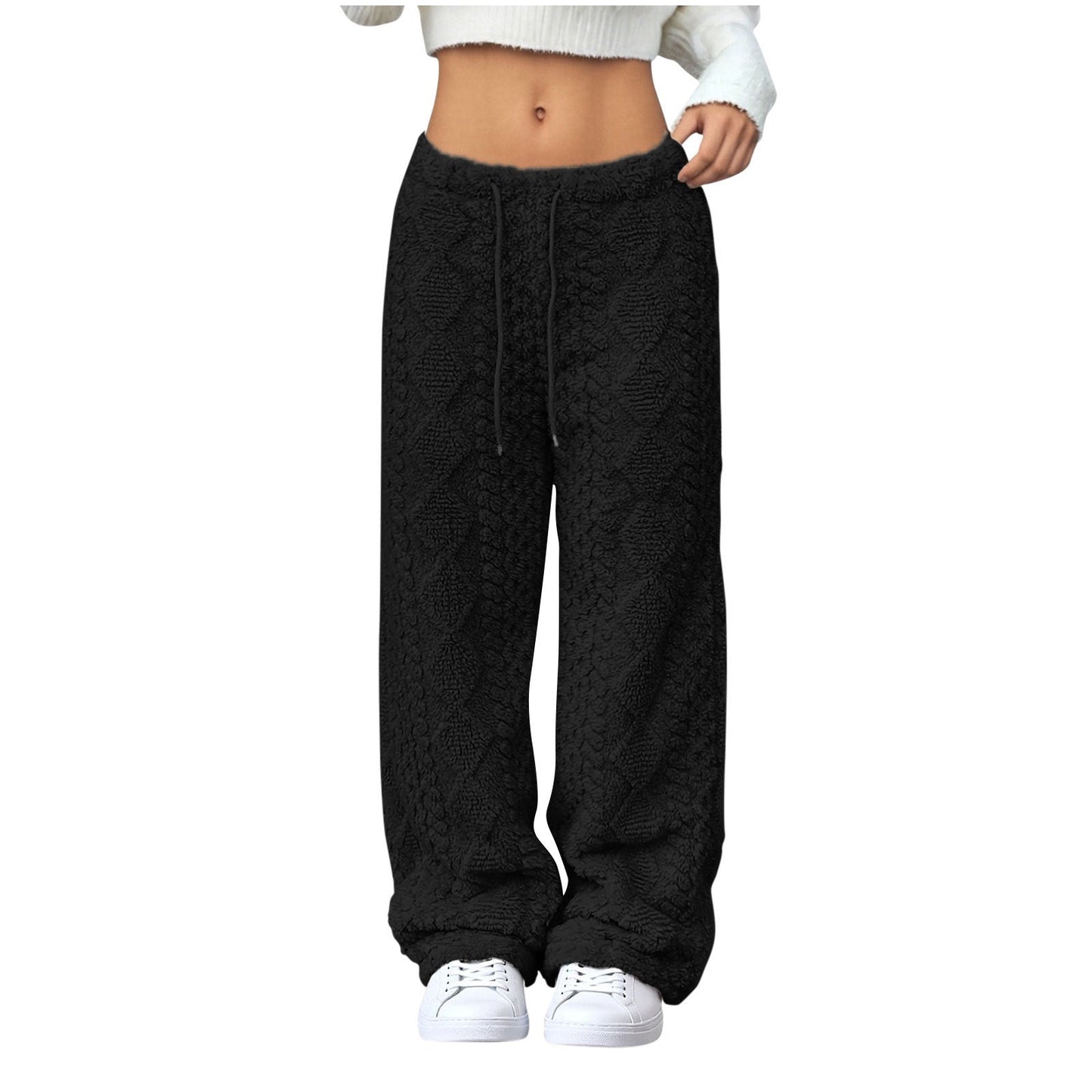 Velvet Padded Loose Straight-leg Trousers