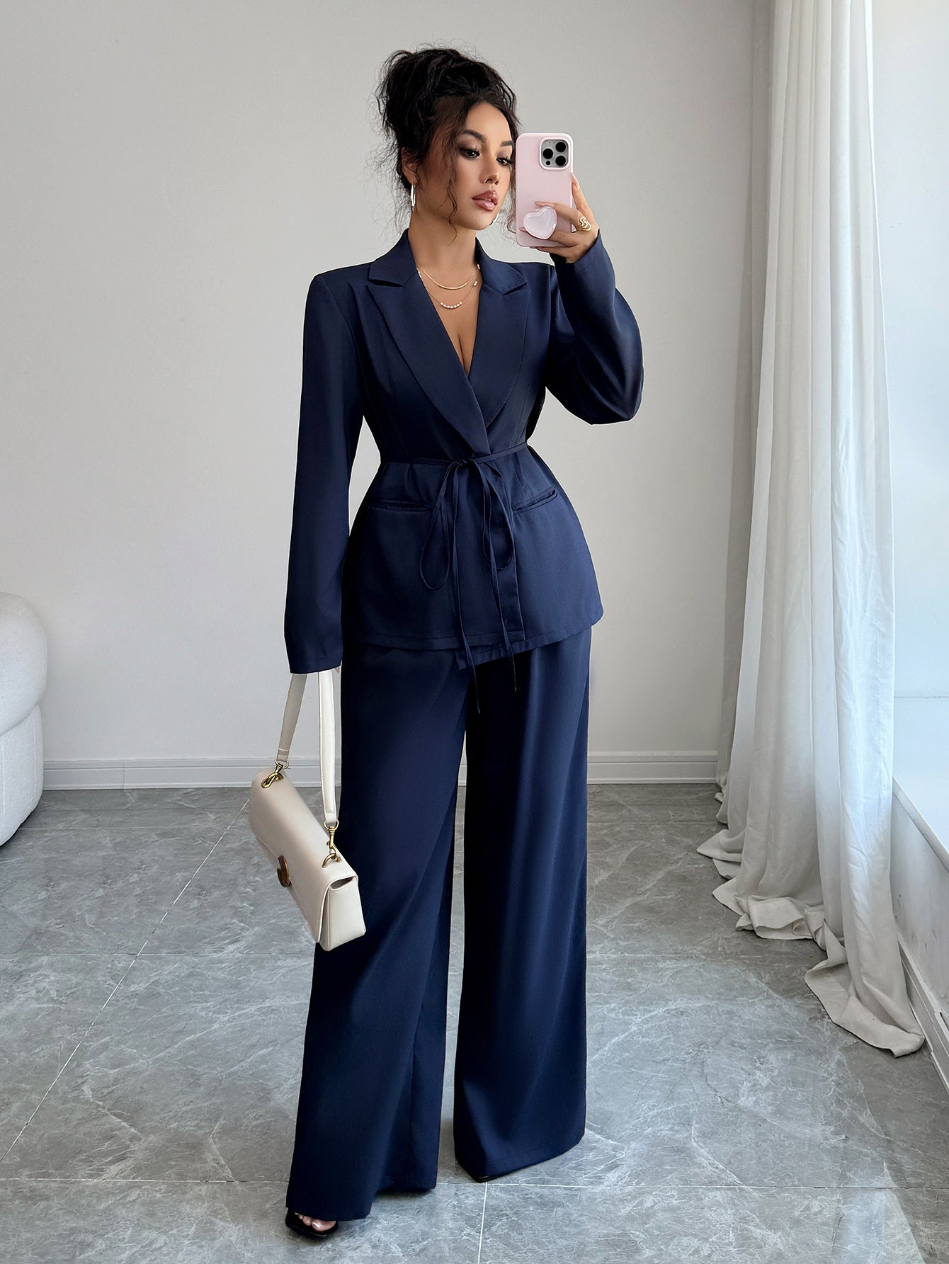 Coat Straight-leg Pants Two-piece Suit for Women