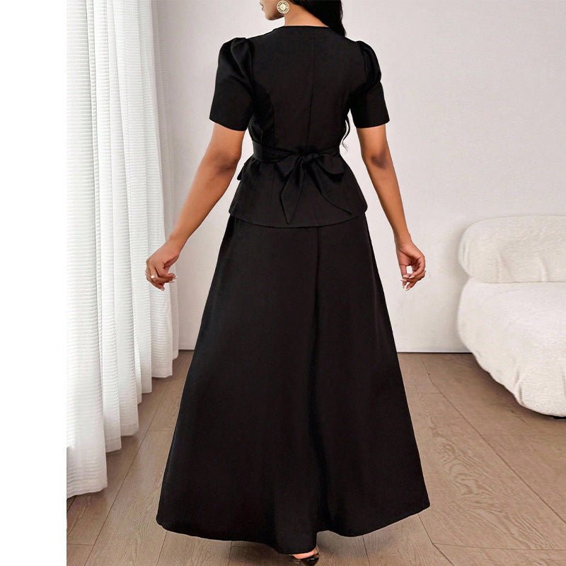 Short Sleeve Skirt Two-piece Long Dress Suit