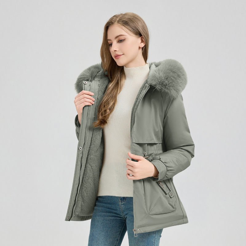 Big Fur Short Hooded - Waist Trimming Coat