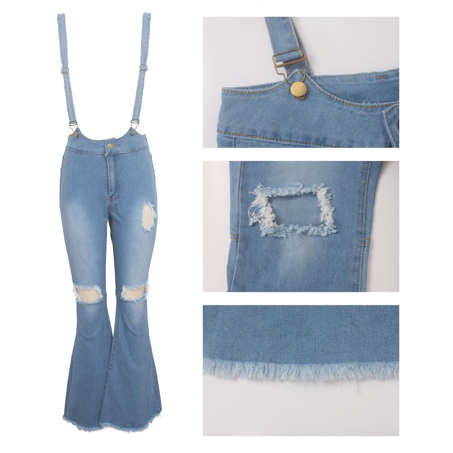 Trendy High Waist Denim with Straps