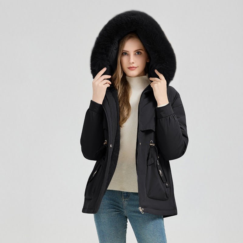 Big Fur Short Hooded - Waist Trimming Coat