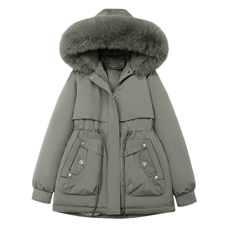 Big Fur Short Hooded - Waist Trimming Coat
