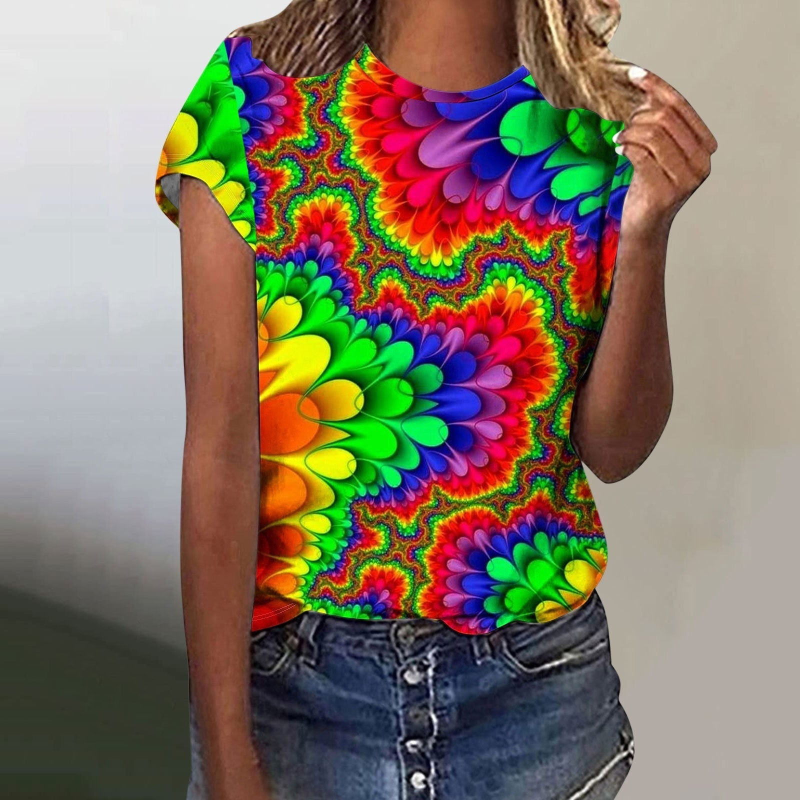 Digital Printing Butterfly Short Sleeve t-shirt - Saunders Fashion