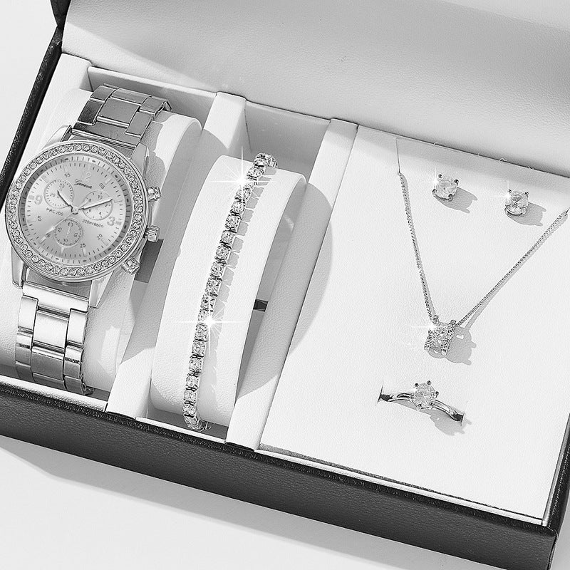 Diamond Luxe - Three - Eye Quartz Watch and Jewelry Set - Saunders Fashion