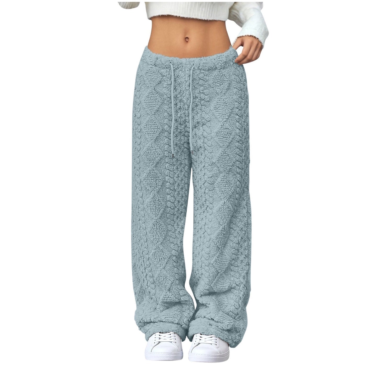 Velvet Padded Loose Straight-leg Trousers