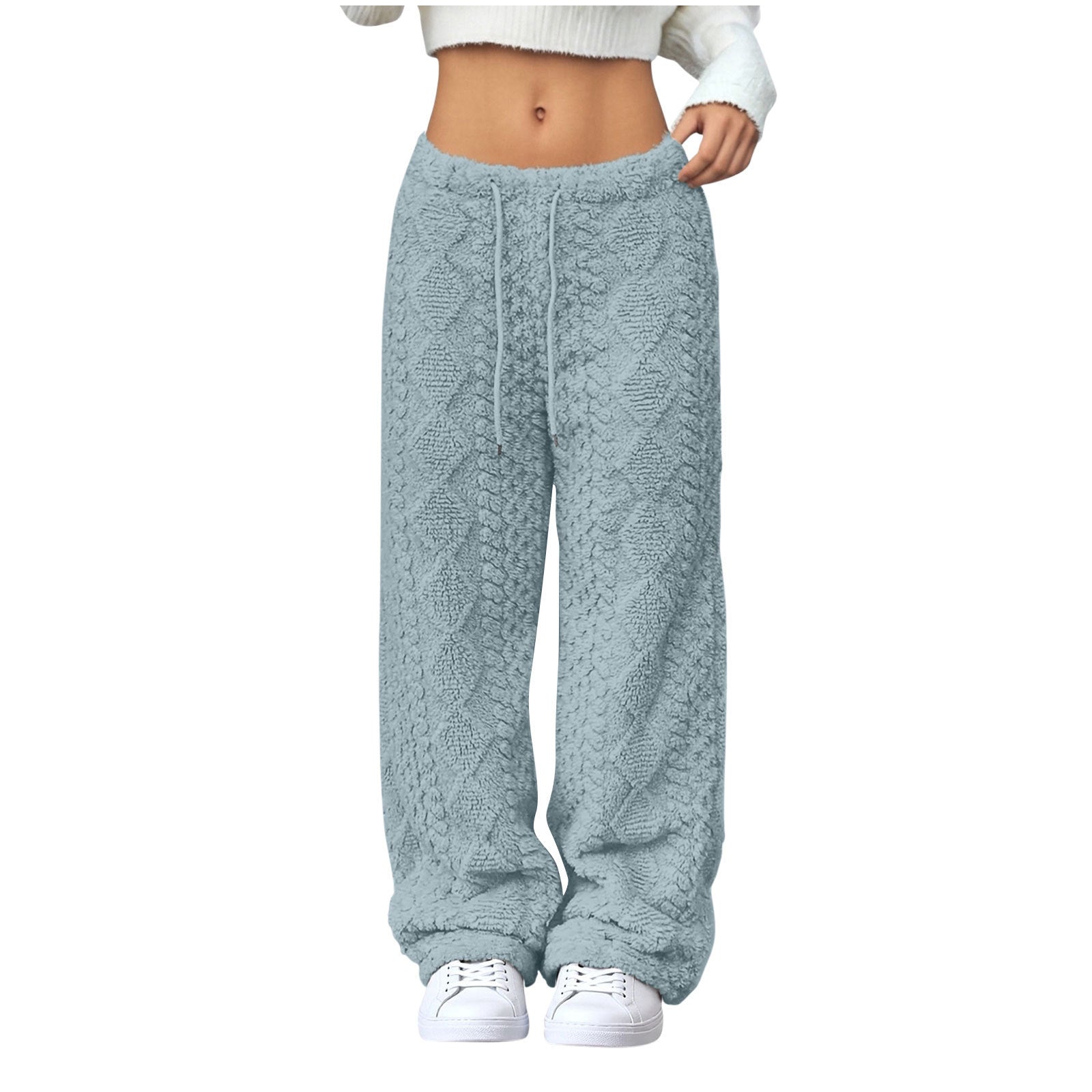 Velvet Padded Loose Straight-leg Trousers