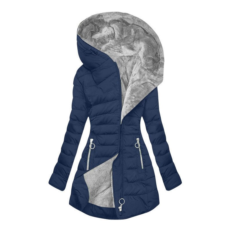 Fashion Long-sleeve Zipper Cotton-padded Coat Women