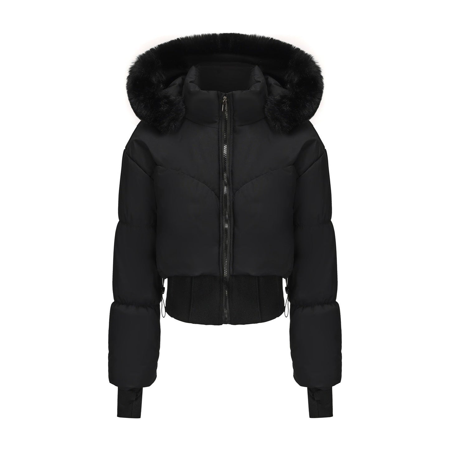 Big Fur Collar Hooded Short Cotton Jacket