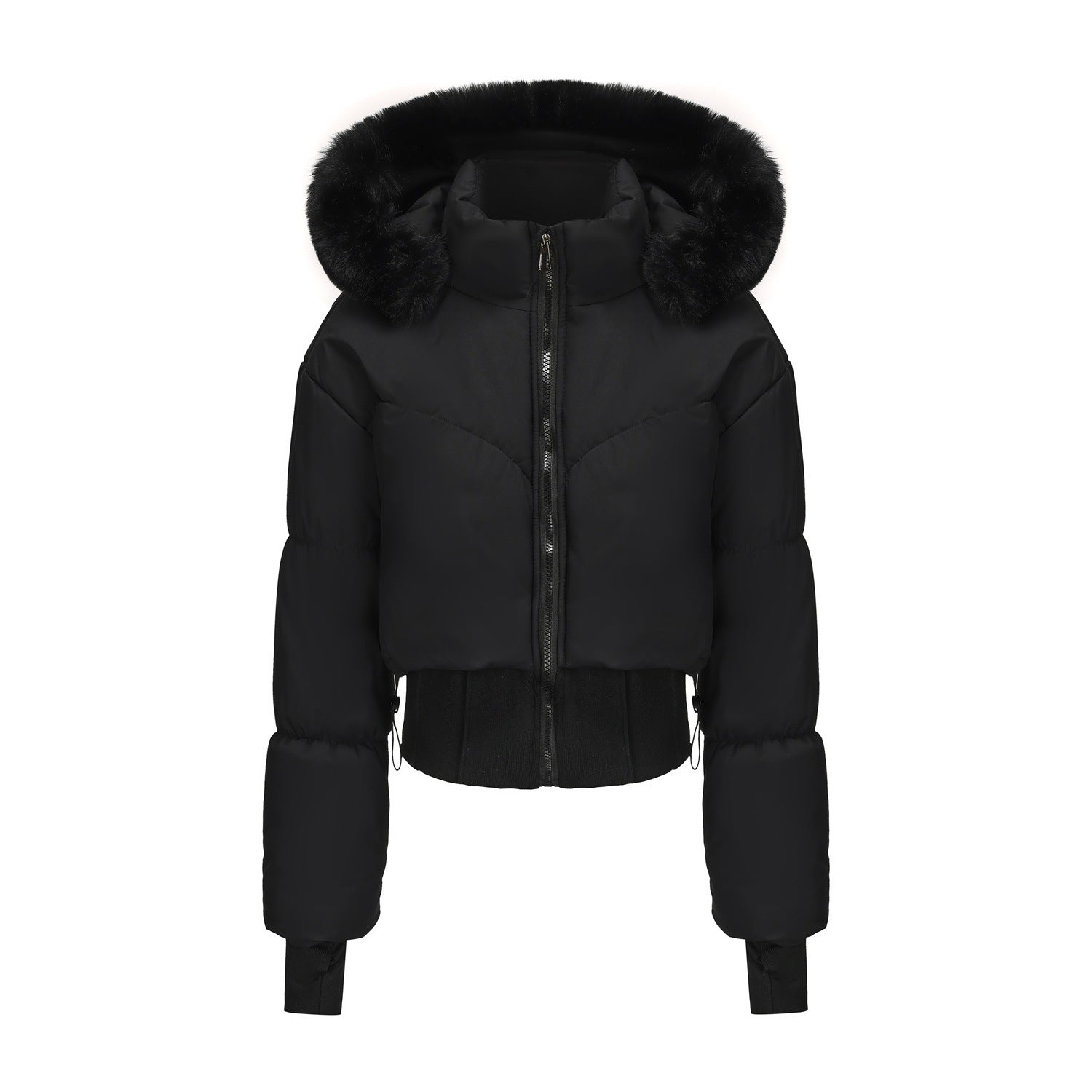 Big Fur Collar Hooded Short Cotton Jacket