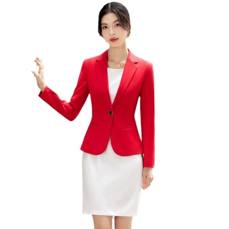 Women's two pieces Suit White Dress and Jacket