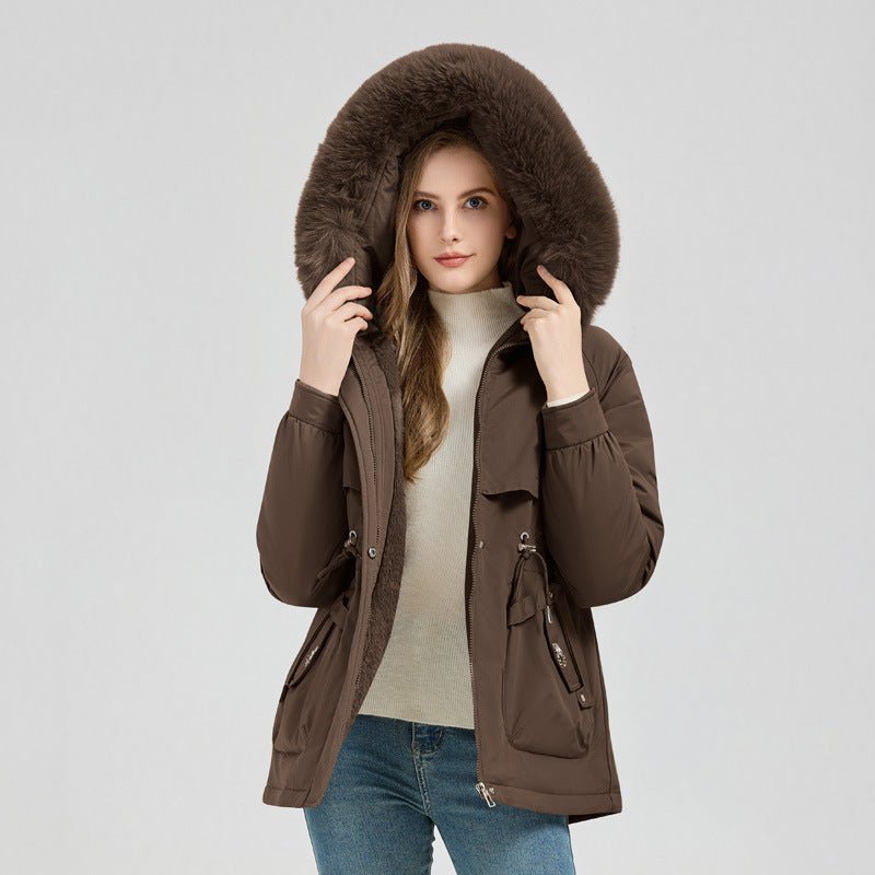 Big Fur Short Hooded - Waist Trimming Coat
