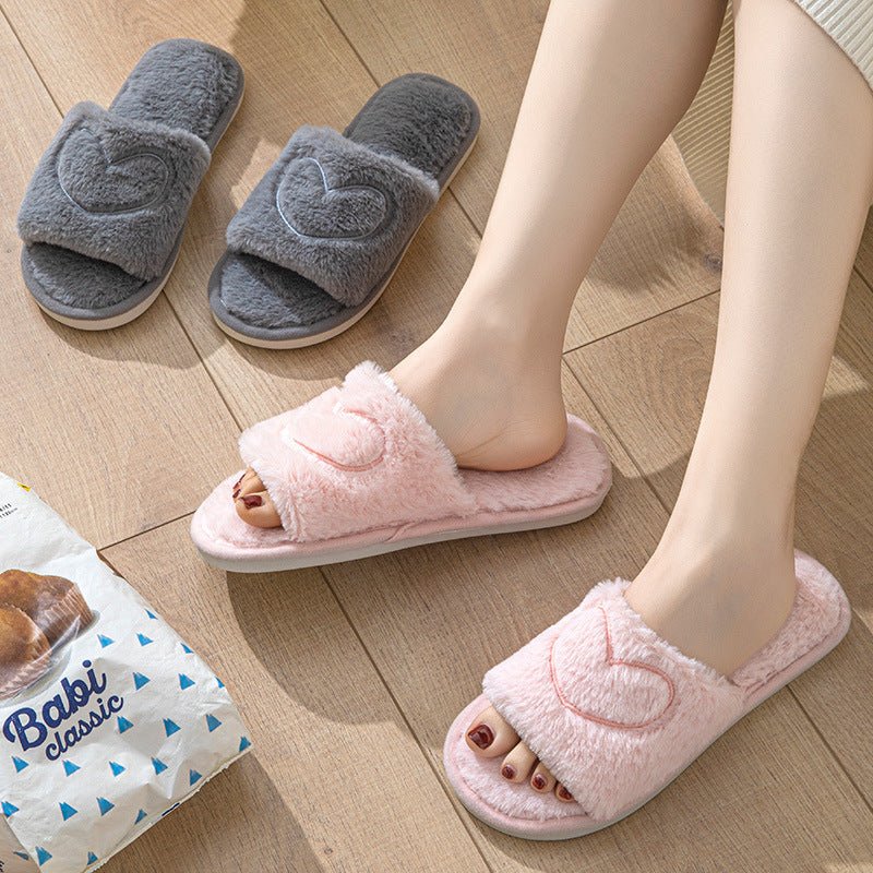 Plush Open Toe Slippers - Durable comfort