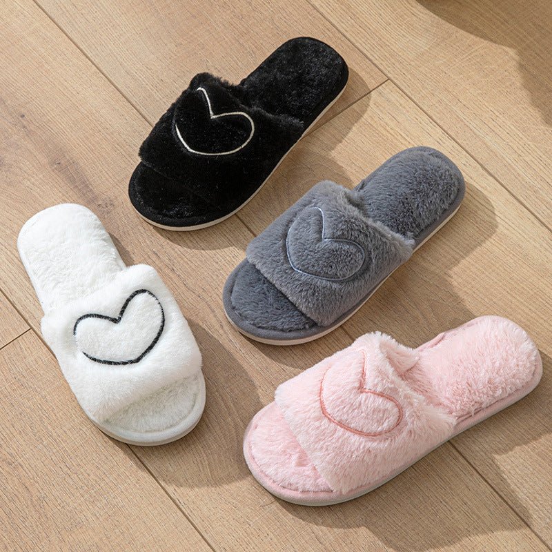 Plush Open Toe Slippers - Durable comfort