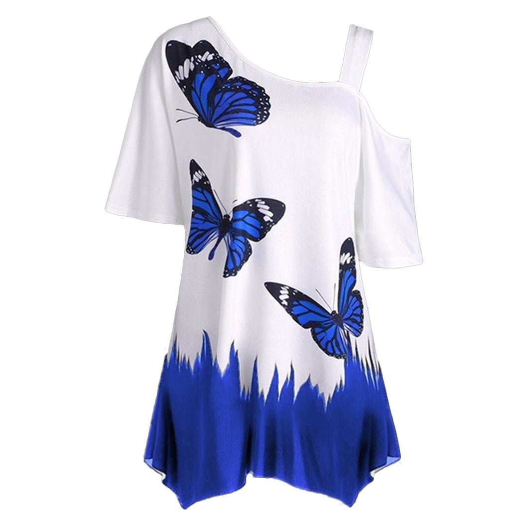 Butterfly Printed One Shoulder Women's Top