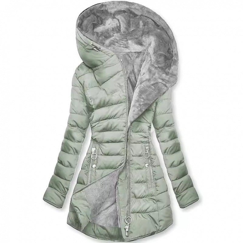 Fashion Long-sleeve Zipper Cotton-padded Coat Women
