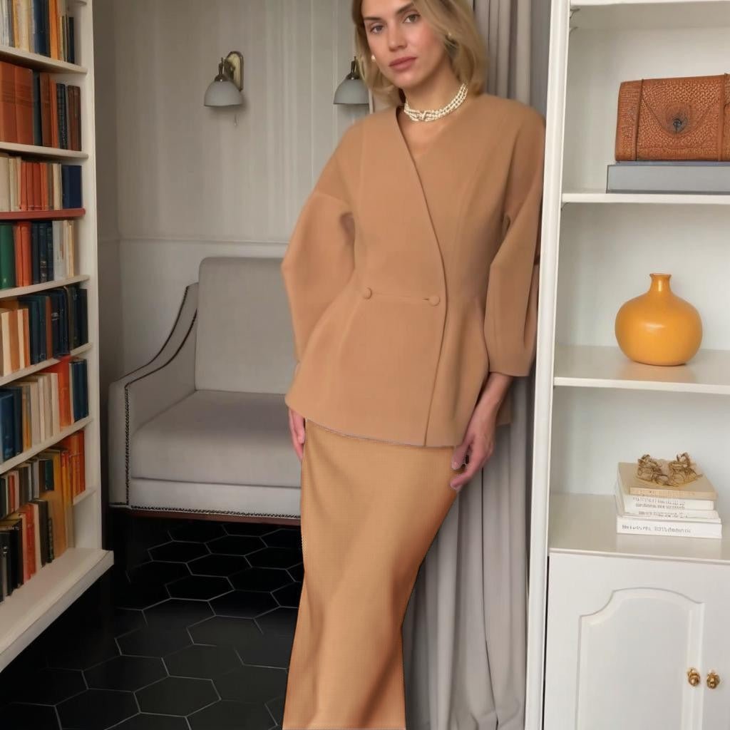 Women's Fashion Puff Sleeve Skirt Suit Professional Elegant